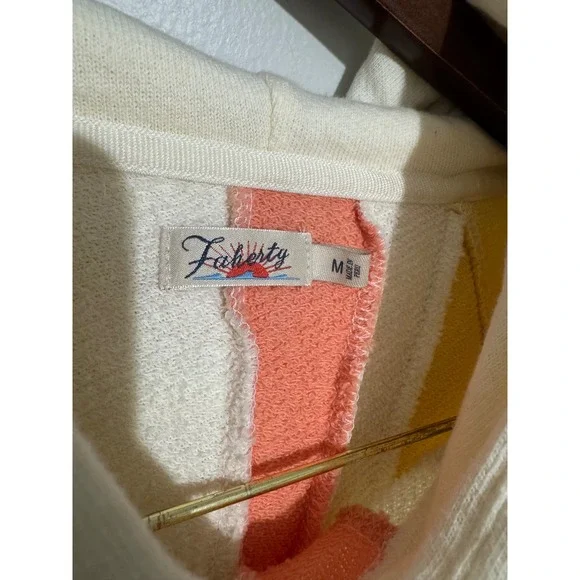 Faherty Soleil Sunray Hoodie Womens Medium Sunrise Cotton Pullover Sweatshirt - Picture 6 of 8